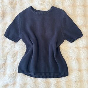 Navy Blue Knit Sweater Tshirt 100% Cotton Size Xs or 4